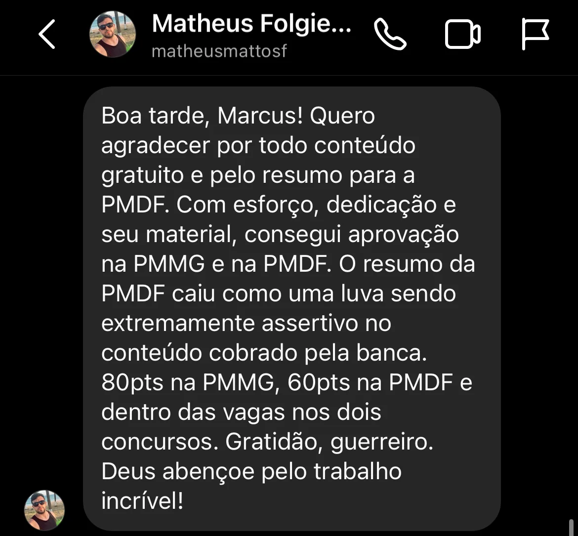 Aprovação de aluno do Método CERRADO 33